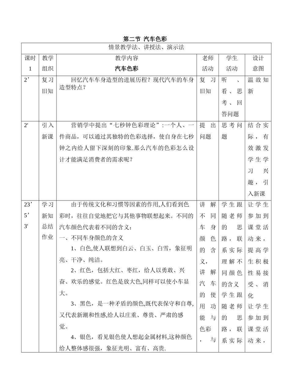 汽车外形-色彩-教案_第2页