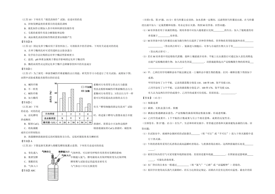 2025年全国高考生物真题汇编选修_第1页