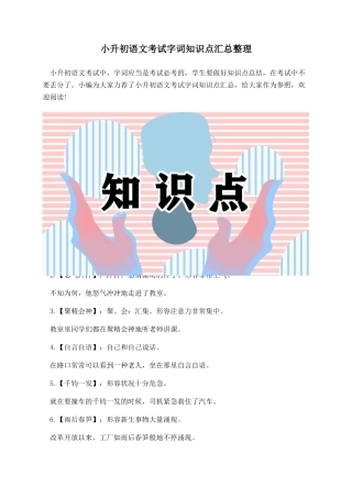 2025年小升初语文考试字词知识点汇总整理
