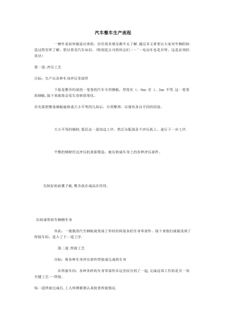 汽车整车生产流程——冲压、焊接、涂装