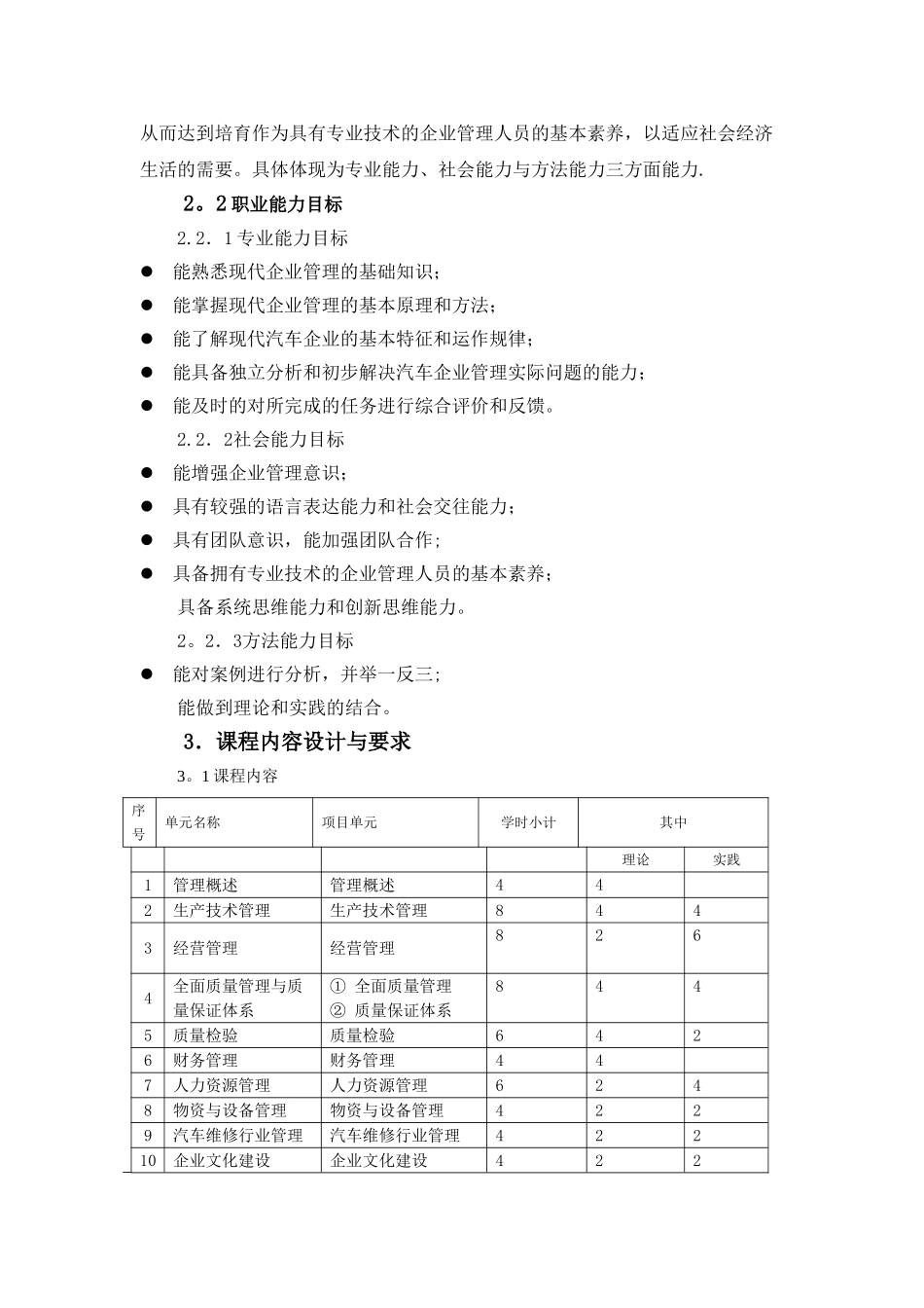 汽车服务企业管理课程标准_第3页
