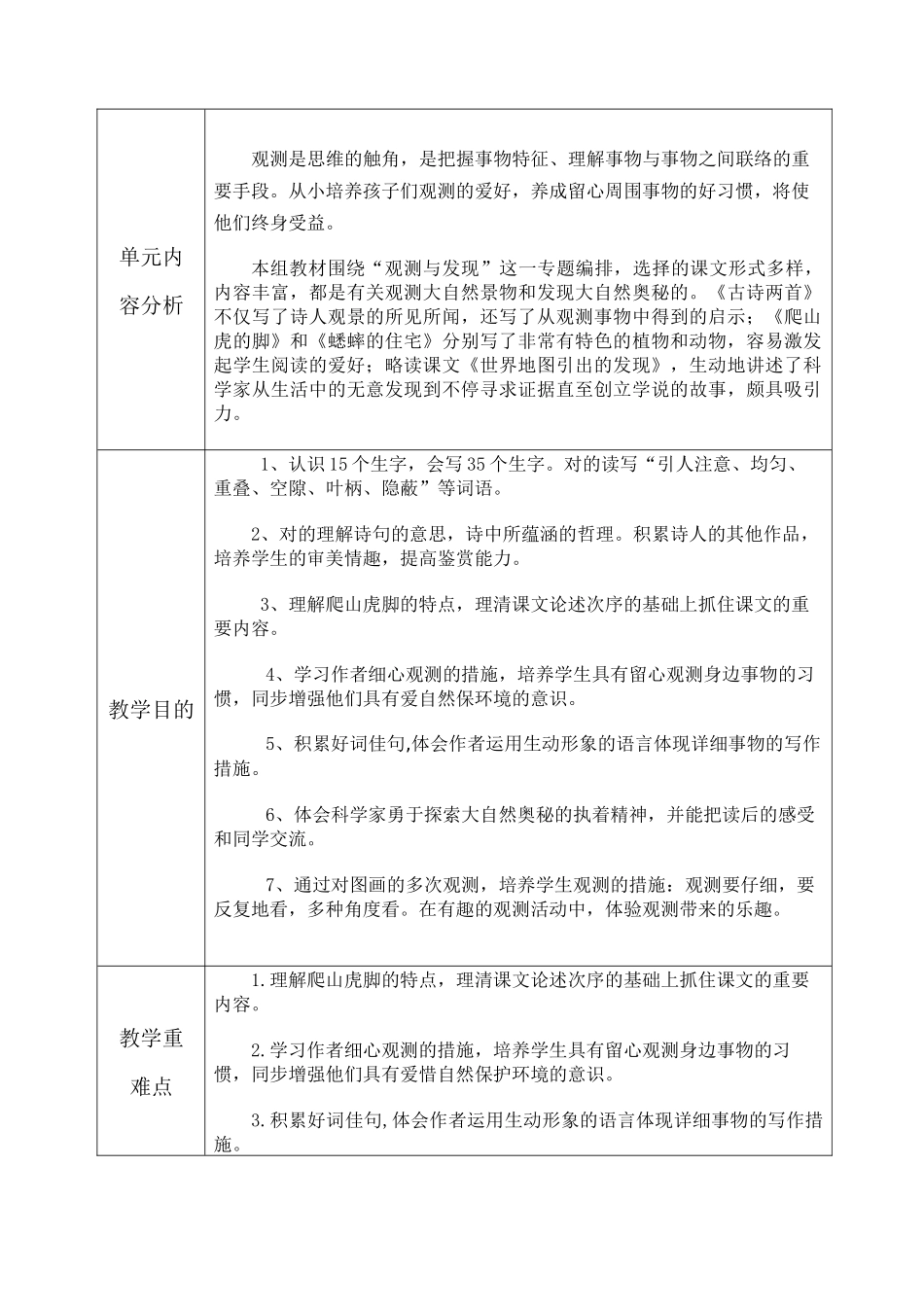 2025年新人教版小学语文四年级上册单元备课主讲稿全册_第3页