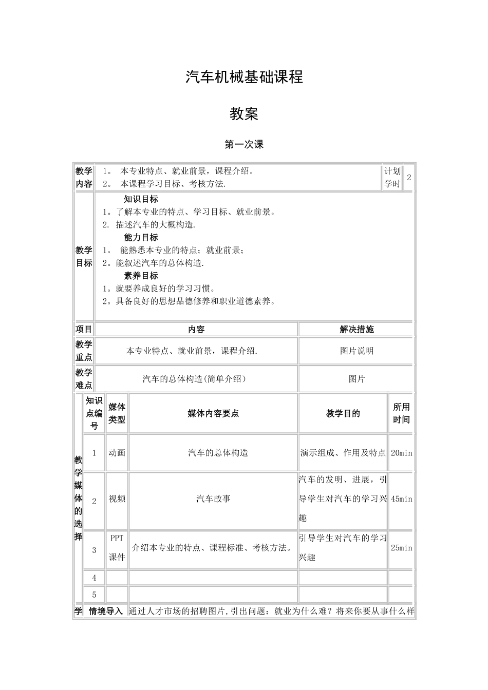 汽车机械基础教案_第1页