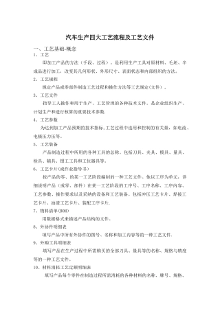 汽车生产四大工艺流程及工艺文件