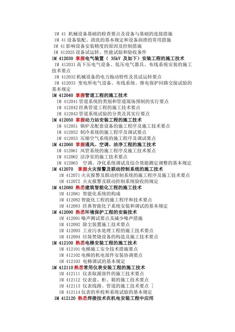 2025年机电工程安装一级考试大纲_第2页