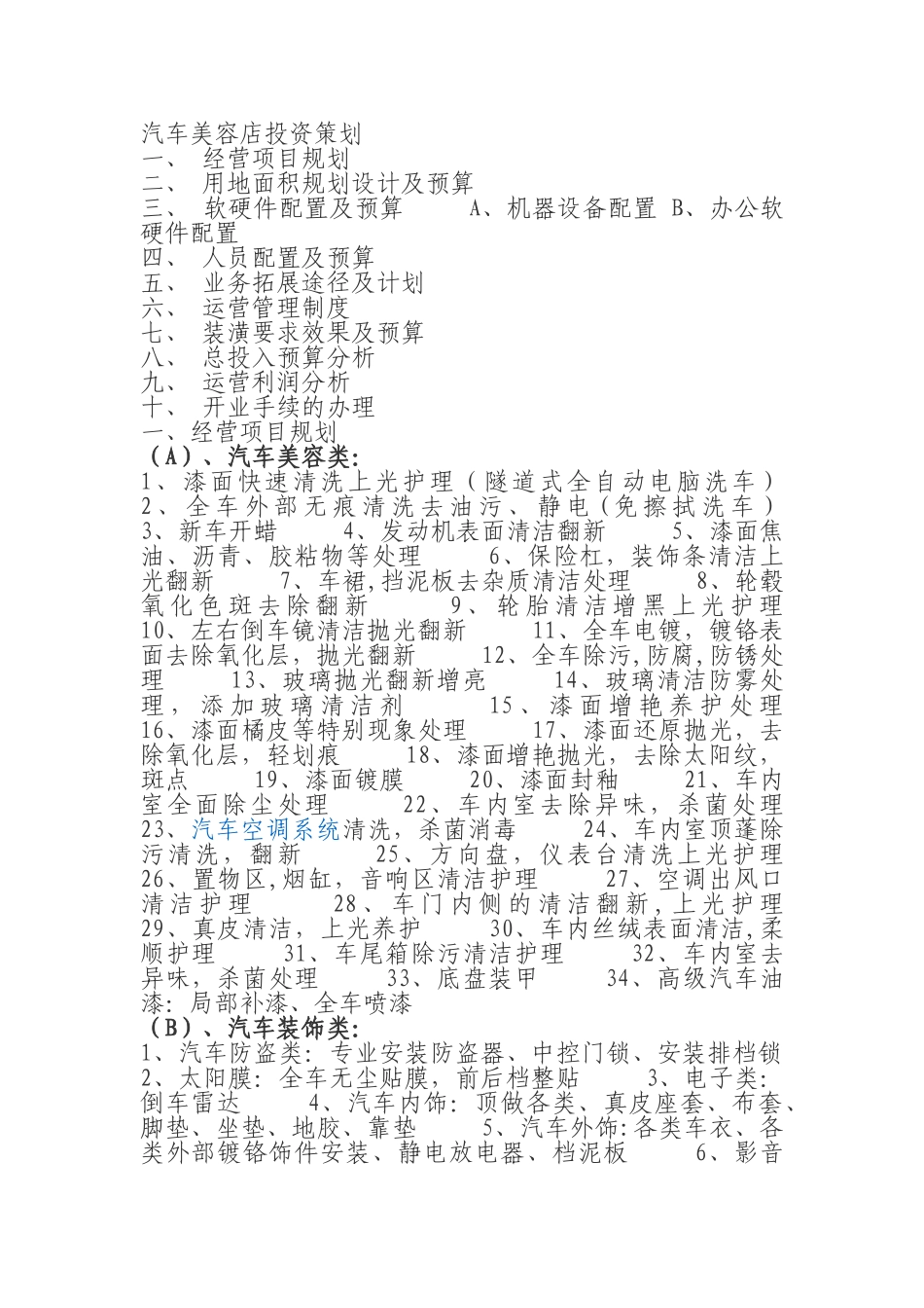 汽车美容店投资策划_第1页