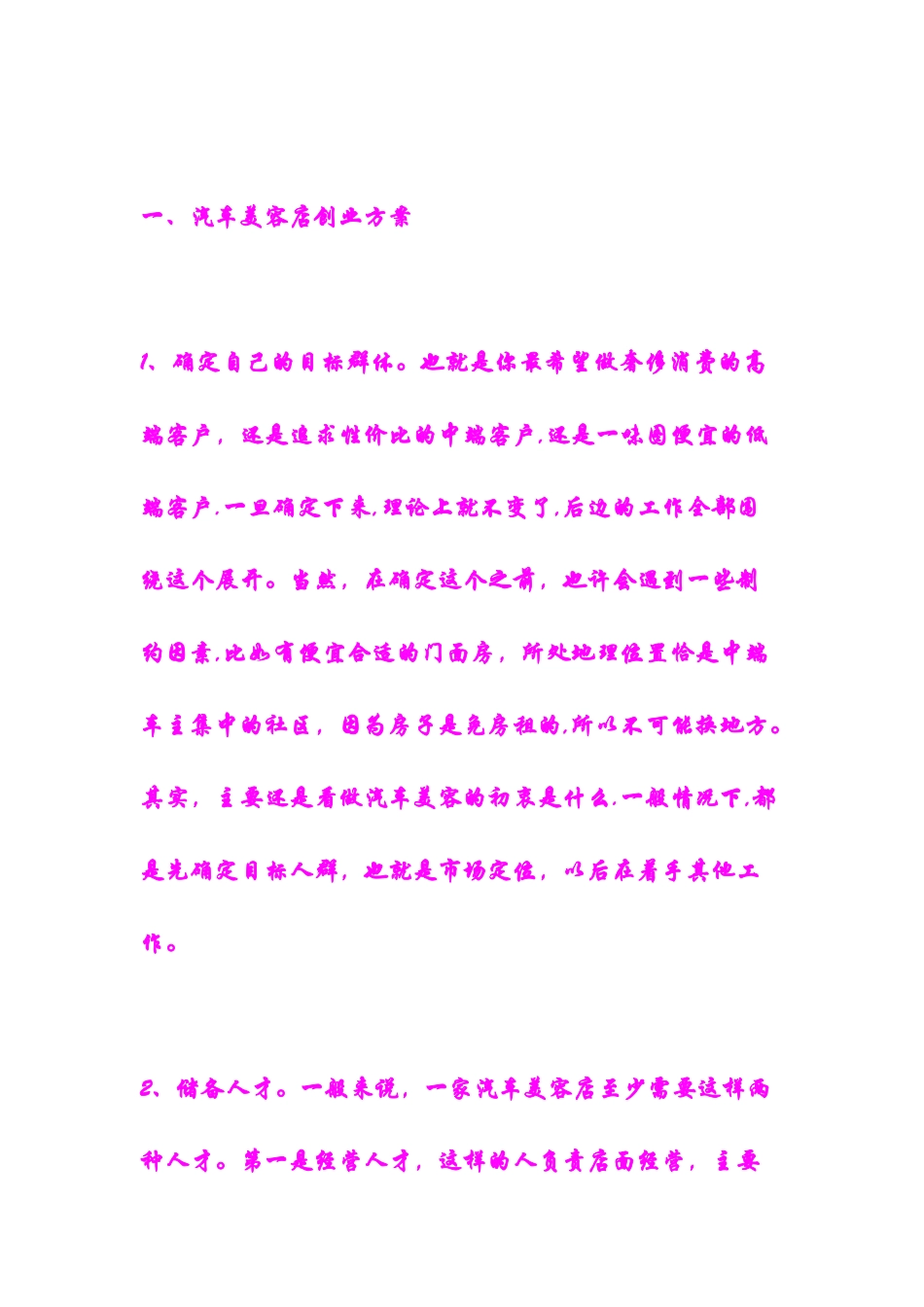 汽车美容店经验方案_第1页