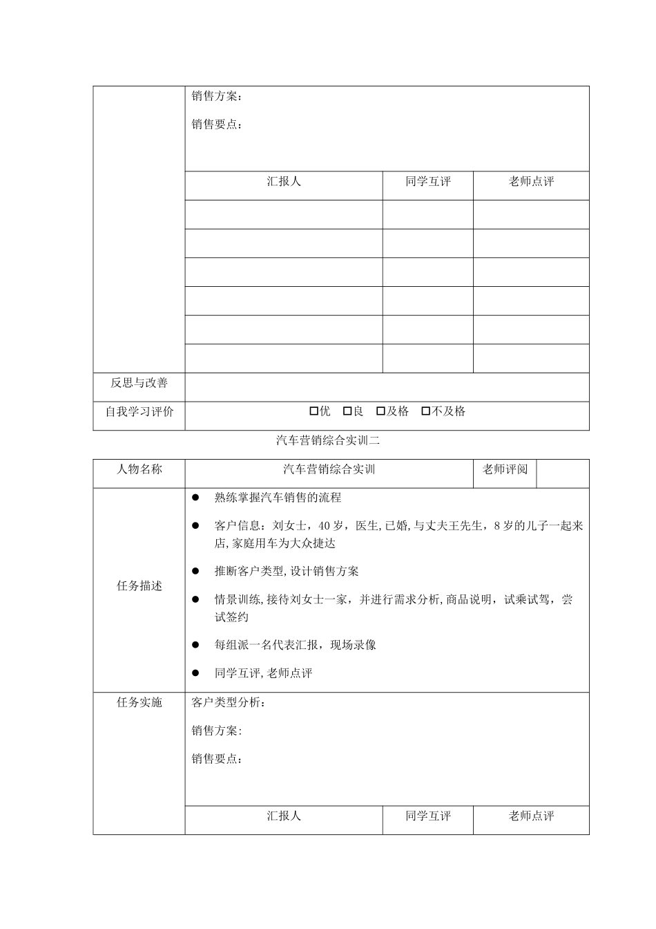 汽车营销实训任务单_第2页