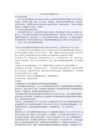 汽车行业供应链管理分析
