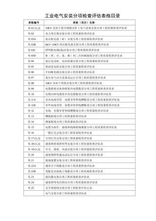 2025年建筑电气分部分项评定表全套