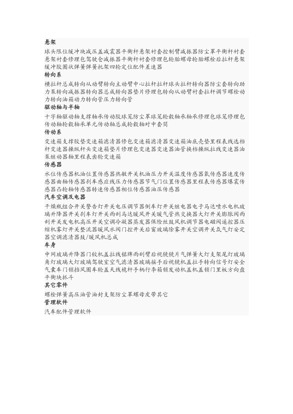 汽车配件分类一览表_第2页