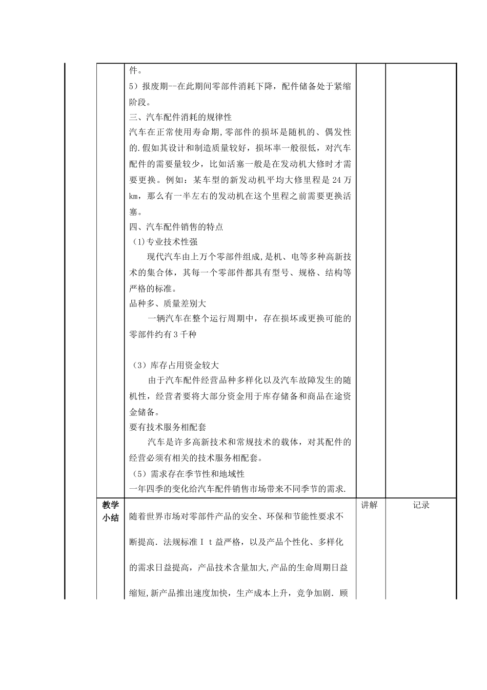 汽车配件管理与营销教案_第3页
