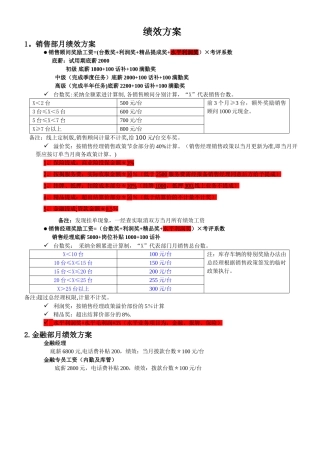 汽车销售绩效方案