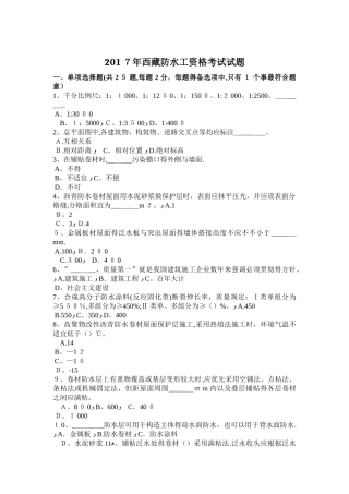 2025年西藏防水工资格考试试题