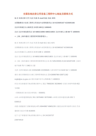 2025年全国各地注册公用设备工程师中心地址及联系方式