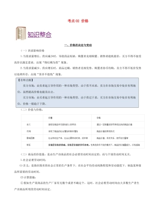 2025年备战高考政治考点一遍过考点02价格含解析