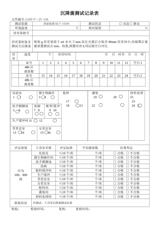 沉降菌测试记录表