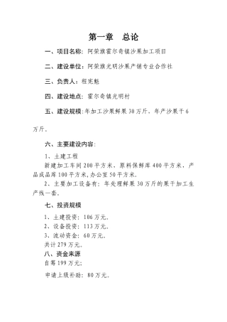 沙果项目建议书