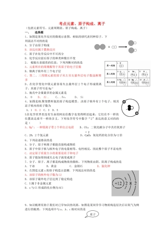 2025年天津市太平村中学中考化学考点训练元素