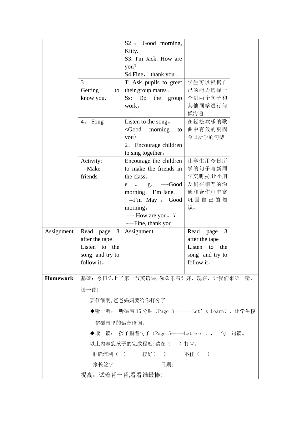 沪教版牛津英语1A教案_第3页