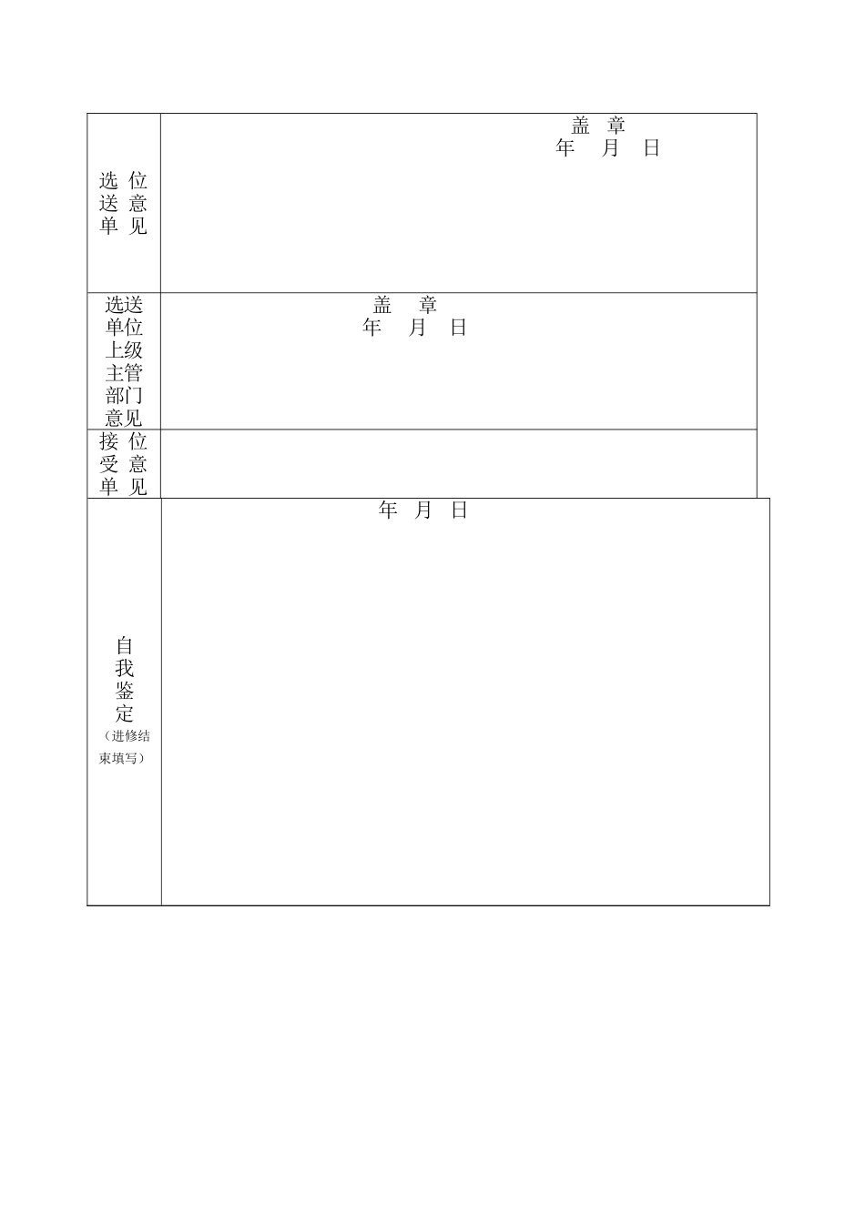 河北医科大学第四院进修申请表_第3页
