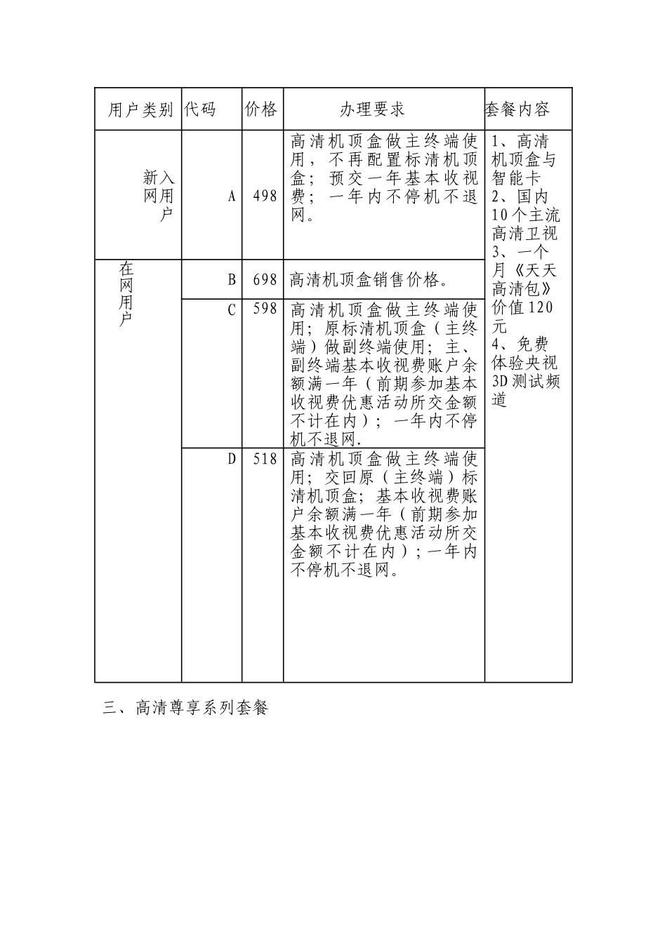河北有线电视收费标准及部分免费高清电视节目列表_第2页