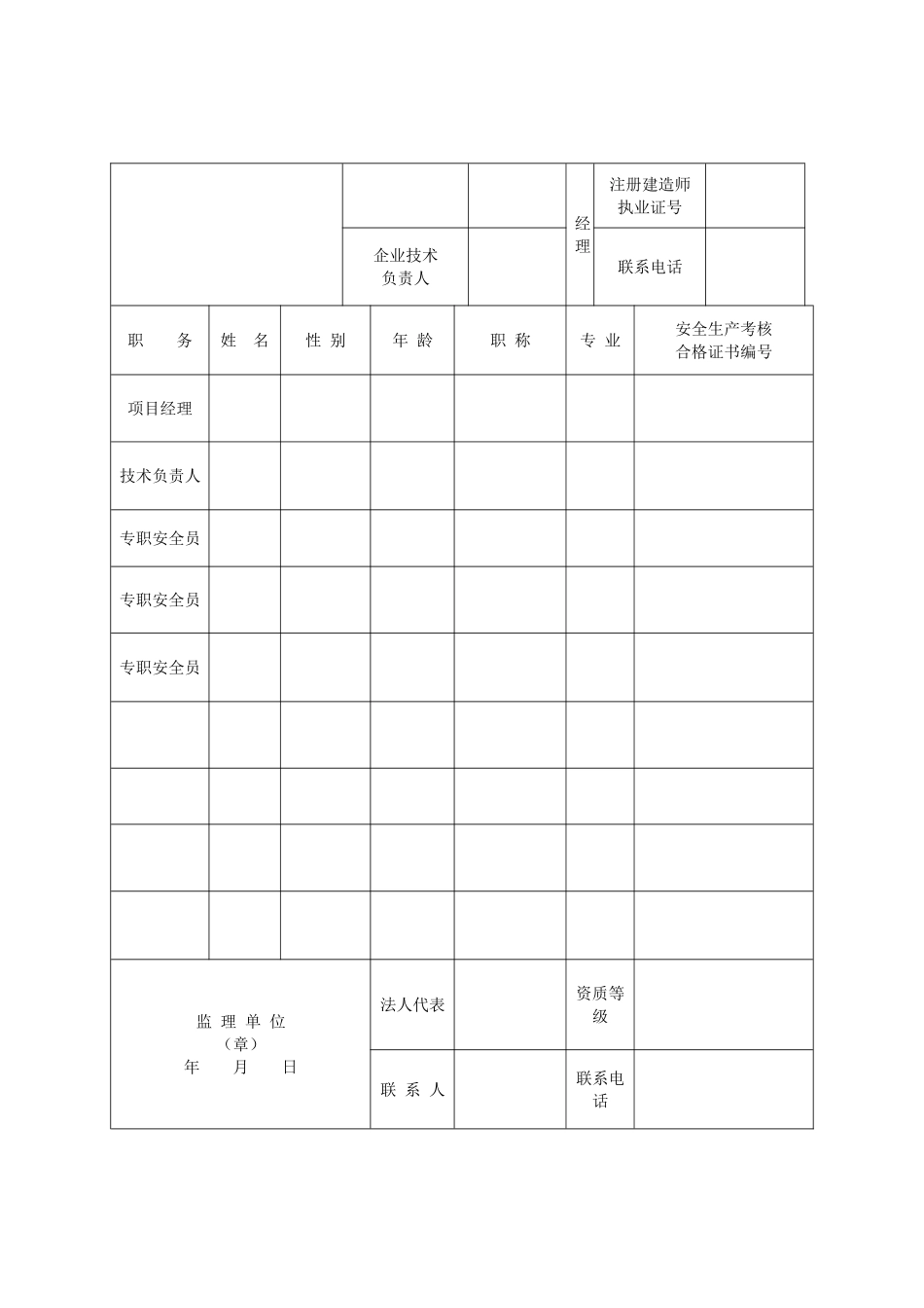河北省房屋建筑和市政基础设施工程施工安全监督备案表-最新_第3页