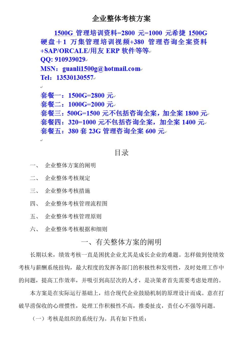 2025年咨询公司整体目标绩效管理方案全套_第1页
