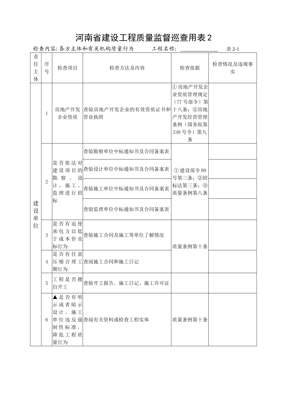 河南省建设工程质量监督巡查用表_第3页
