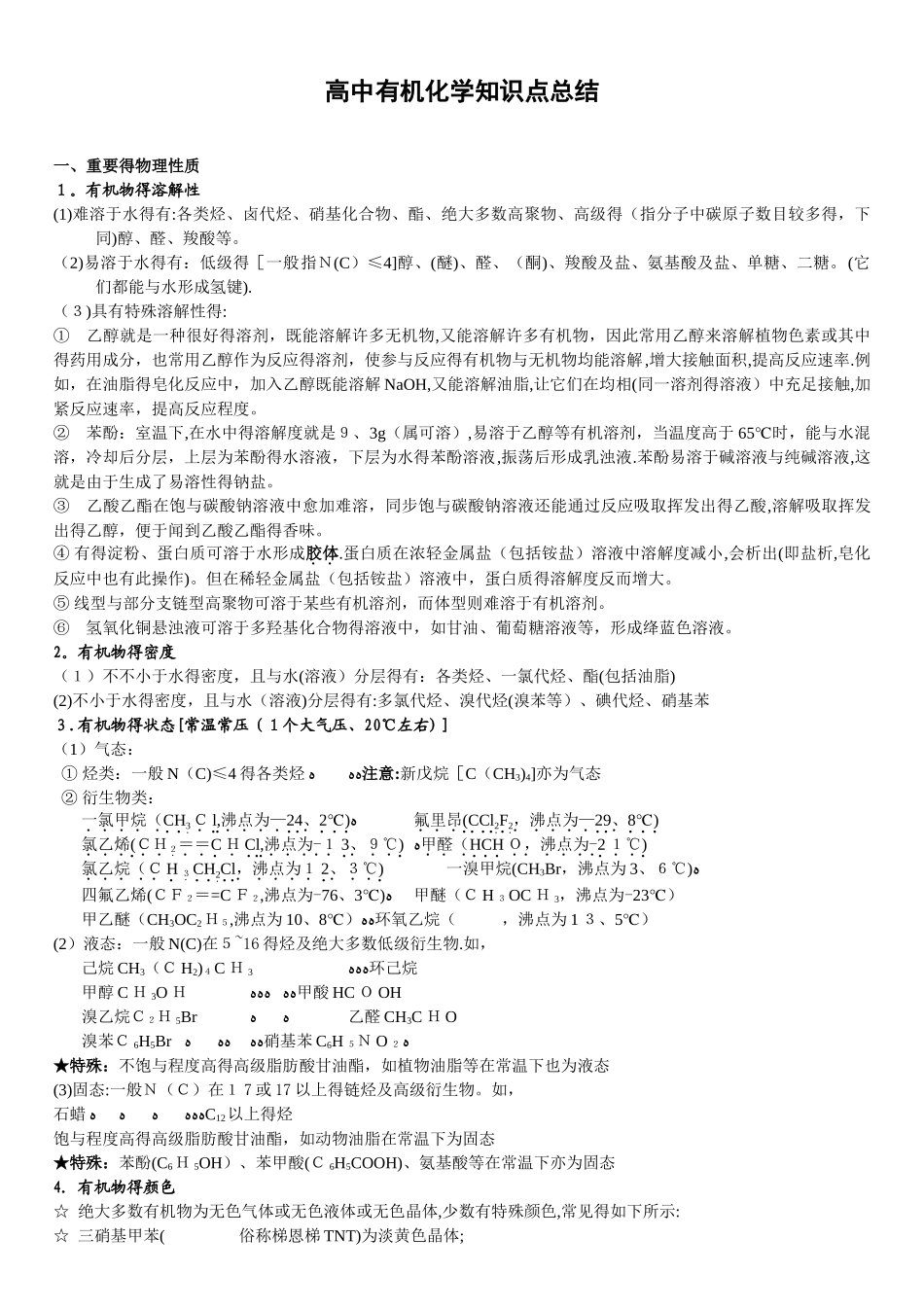 2025年高中有机化学选修5知识点总结_第1页