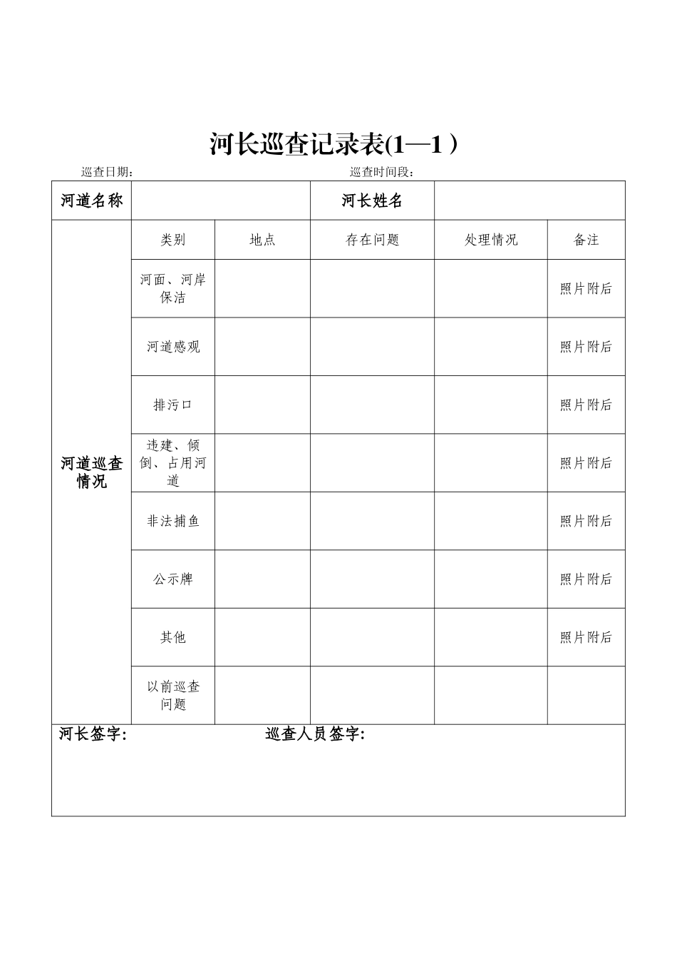 河长巡河记录表_第1页
