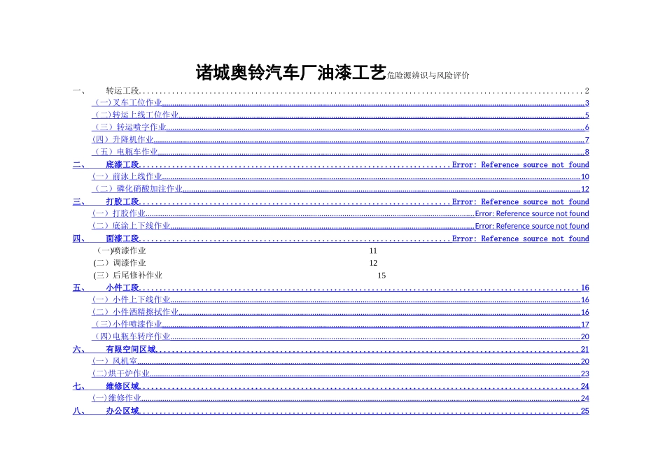 油漆工艺危险源辨识与风险评价信息表_第1页