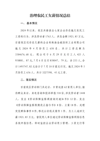 治理农民工欠薪情况总结