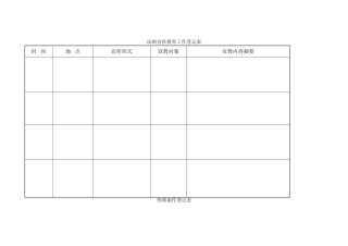 法制宣传教育工作登记表