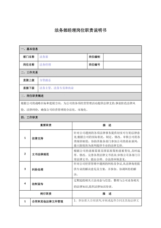 法务部经理岗位职责说明书-(2)