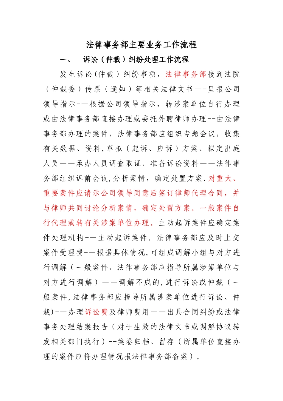 法律事务部主要业务工作流程_第1页