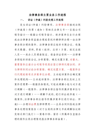 法律事务部主要业务工作流程