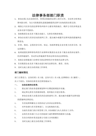 法律事务部部门职责-