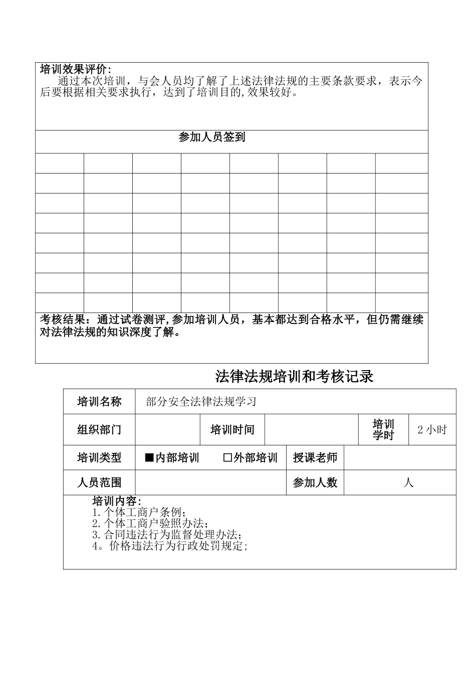 法律法规培训和考核记录_第3页