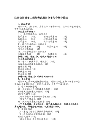 注册公用设备工程师考试题目分布与合格分数线