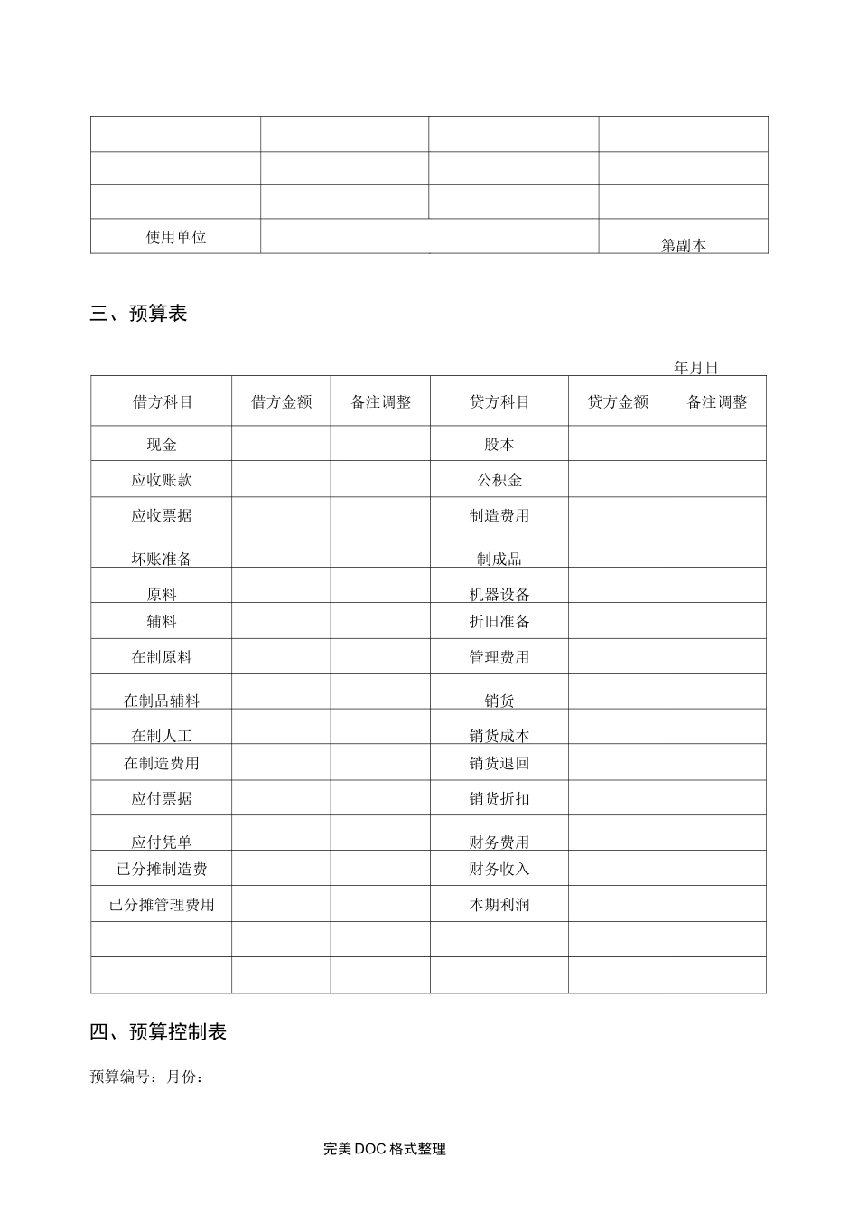 公司财务预算管理表格_第2页