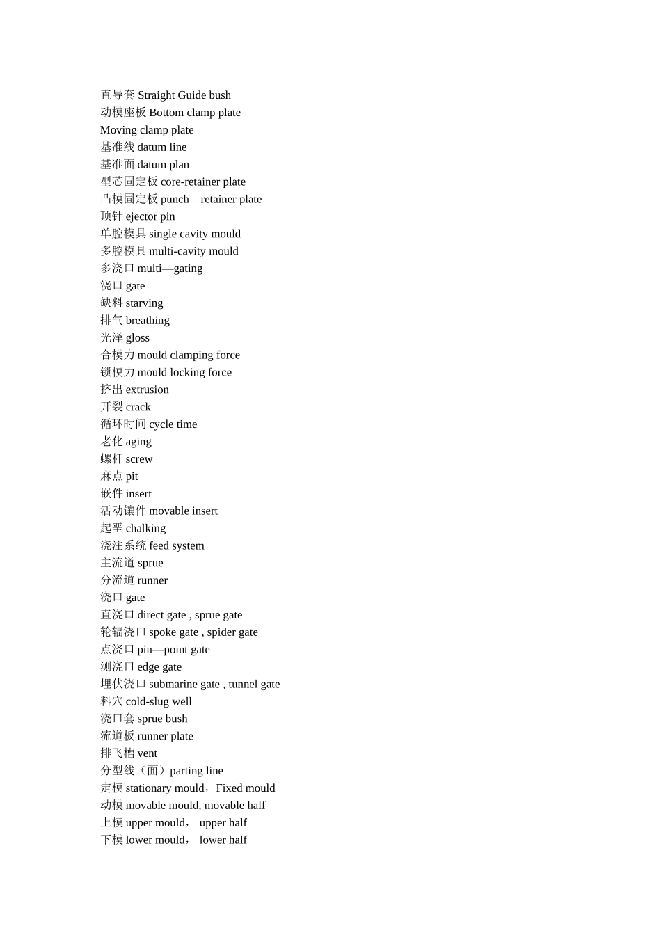 注塑常用术语英文表达_第2页