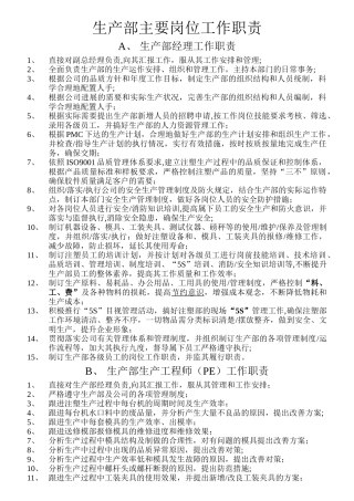 注塑部主要岗位工作职责-