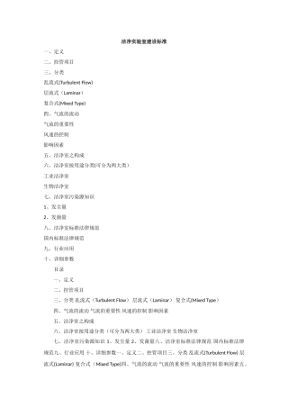 洁净实验室建设标准