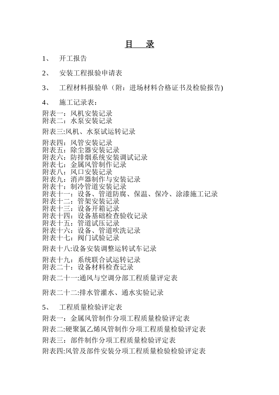 洁净室建设施工验收表格_第1页