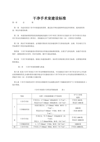 洁净手术室建设标准