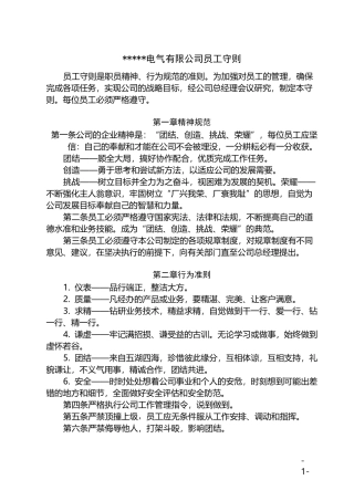 某成套电气设备制造公司员工手册(管理制度)