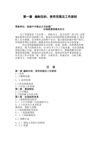 洗煤厂应急救援预案