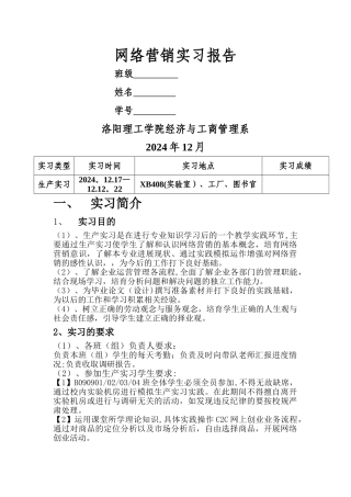 洛阳理工学院网络营销实习报告第五次