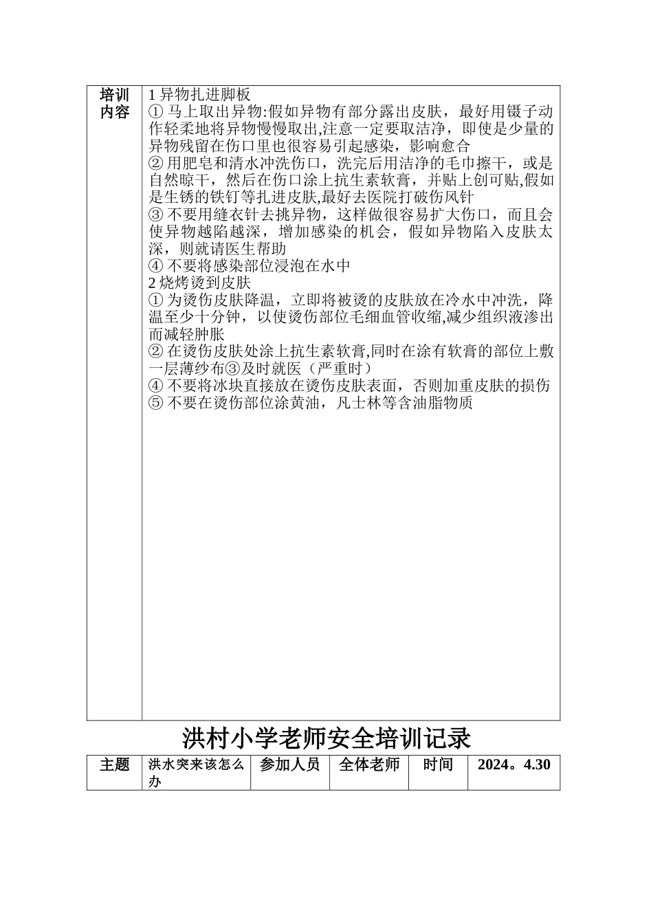 洪村小学教师安全培训记录_第3页